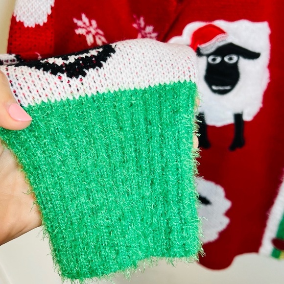 Christmas Cardigan Style Sweater Lamb Bells Ugly Sweater Size L NWT - Picture 2 of 10